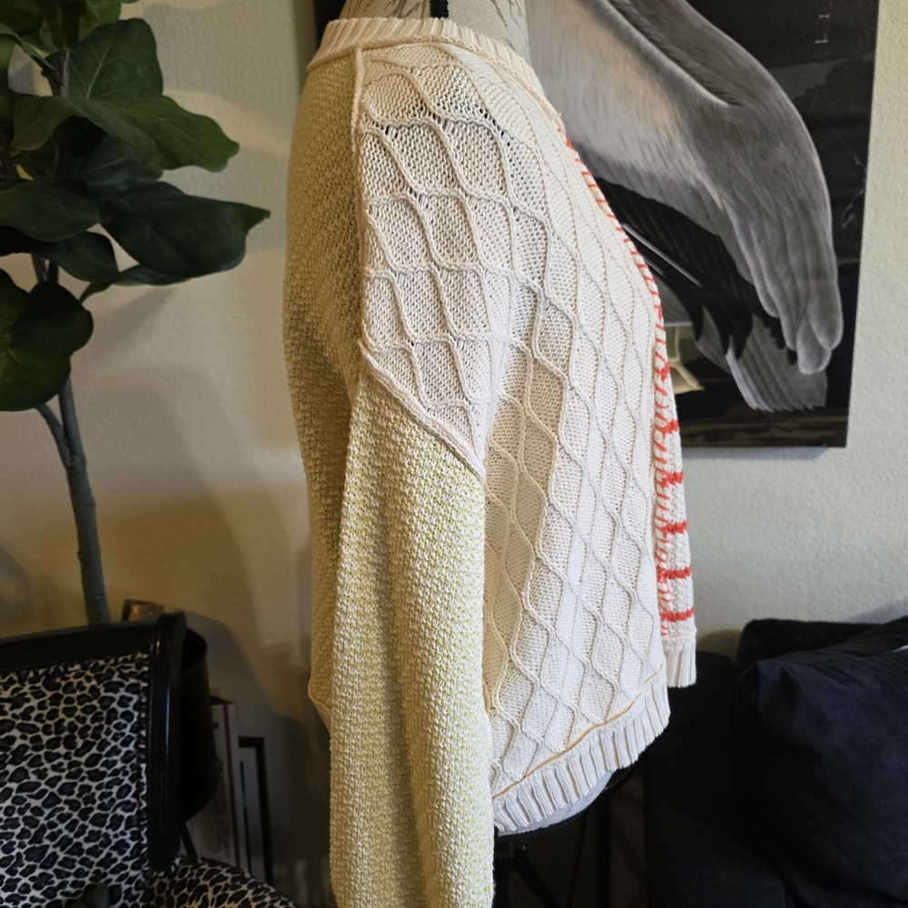 Anthropologie By Together Cable Knit Striped Oversized Sweater - Picture 4 of 10